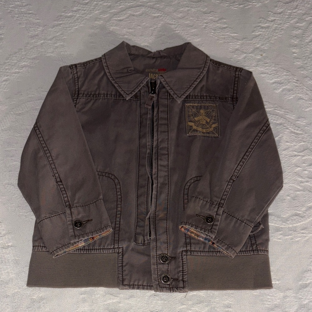 Gently Loved Genuine Kids OshKosh Kids Gray /Olive Greenish Jean Jacket